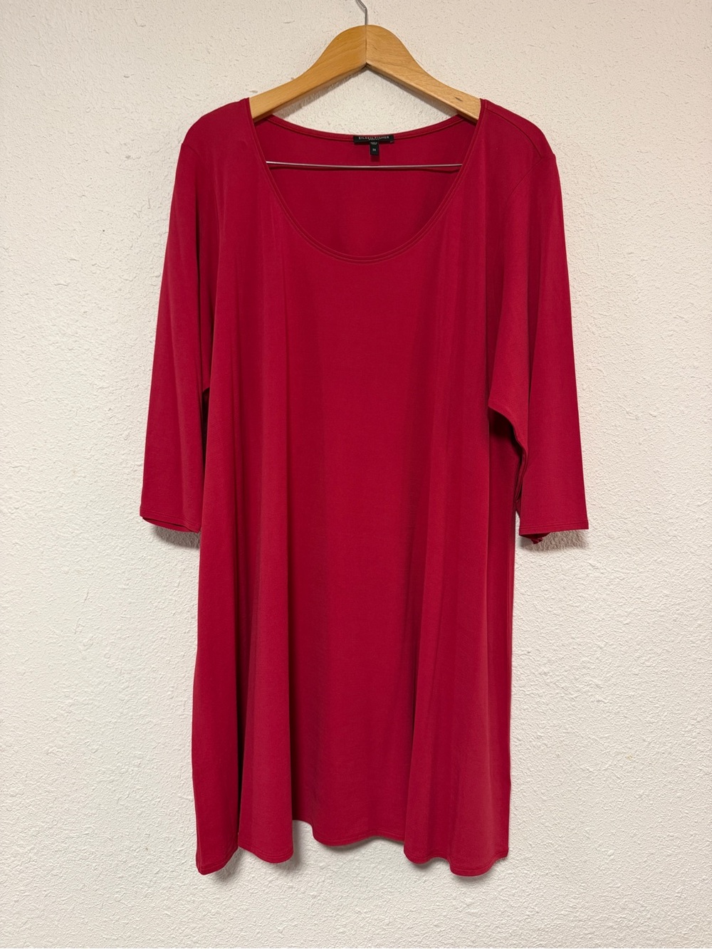 Eileen Fisher Scoop Neck Raspberry Red Tunic Top Silk 3X